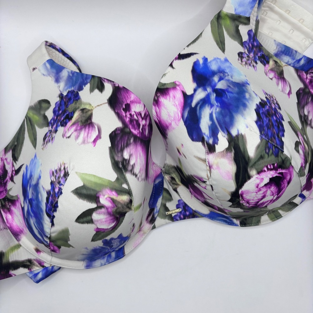 Cacique Lighty Lined Full Coverage Bra Floral Sz 38F - Picture 6 of 7